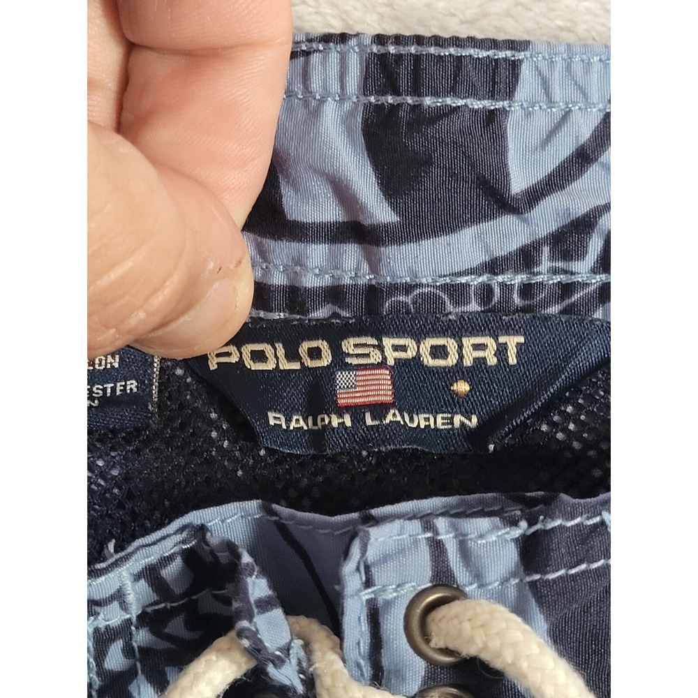 Polo Sport Swim Shorts Mens XL Blue Tiki Pattern All Over Print AOP Mesh Lined - Picture 8 of 11